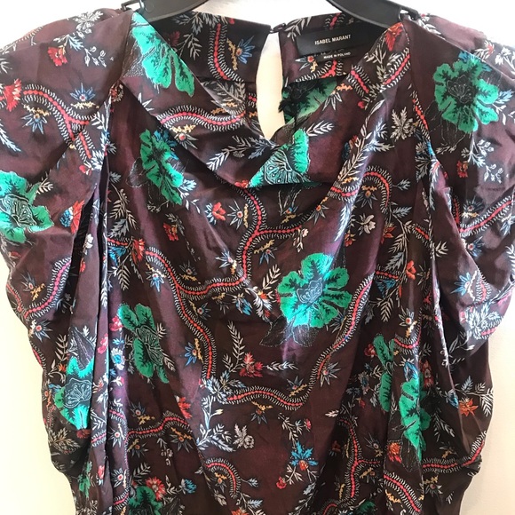 ISABEL MARANT PRINTED GATHERED SHOULDER BLOUSE 38 - Picture 2 of 9